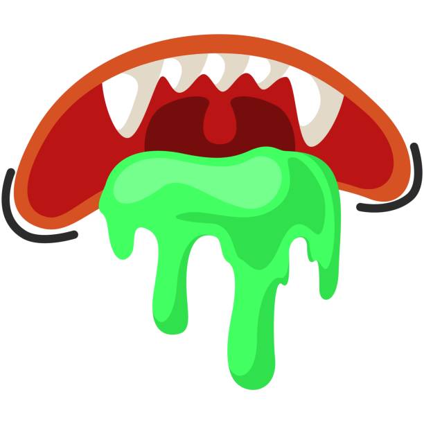 Green Slime In Mouth Vector Isolated On White Stock Illustration