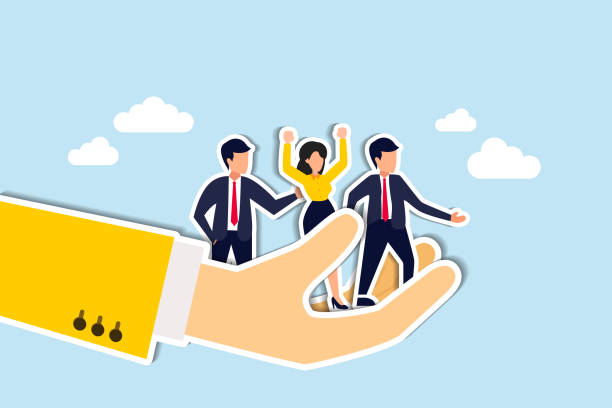 istock Company culture or employees sharing the same value, goals and attitude to make up organization and corporate success concept, business people employees pointing to the same goal in company hand. Paper Cut Style 1476076160