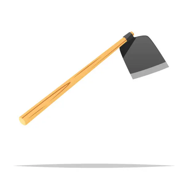 Vector illustration of Hoe tool vector isolated illustration