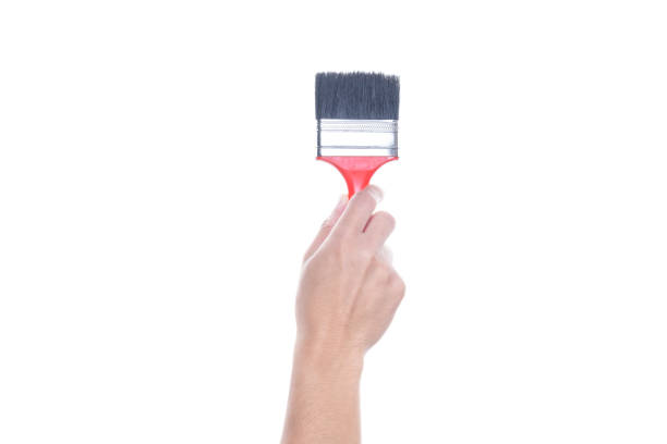 istock Man hand holding Paint brush isolated on white background with clipping path. 1476081558