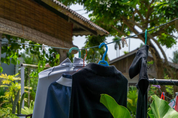 istock Clothes hangin in clothesline at sunny day 1476082059