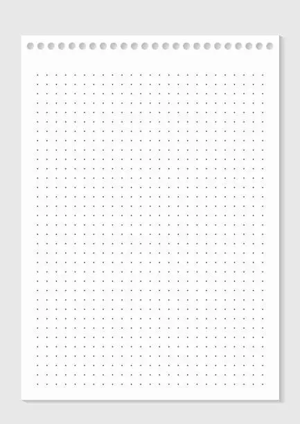 Vector illustration of Grid paper. Dotted grid on white background. Abstract dotted transparent illustration with dots. White geometric pattern for school, copybooks, notebooks, diary, notes, banners, print, books