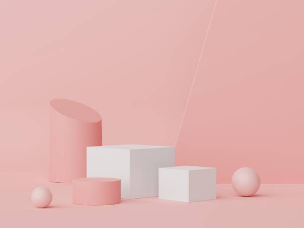 istock 3d render of Abstract minimal  display podium for showing products, cosmetic presentation and mock up. Showcase scene with pastel earth tone background. Illuminated simple geometric shapes. 1476108191