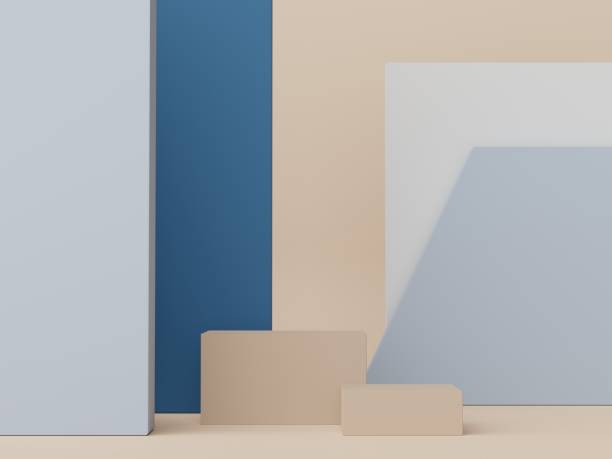 istock 3d render of Abstract minimal  display podium for showing products, cosmetic presentation and mock up. Showcase scene with pastel earth tone background. Illuminated simple geometric shapes. 1476108211