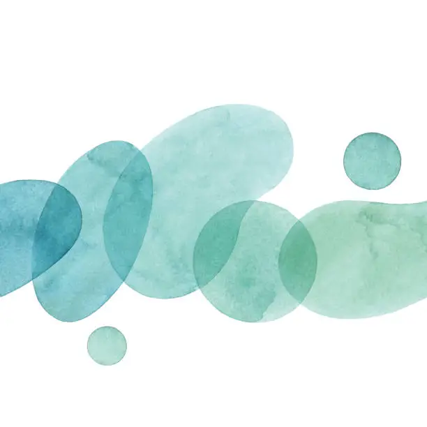 Vector illustration of Watercolor Abstract Background with Blue circle and Bean Shapes