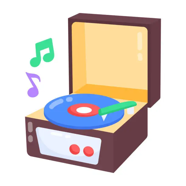 Vector illustration of Portable Turntable