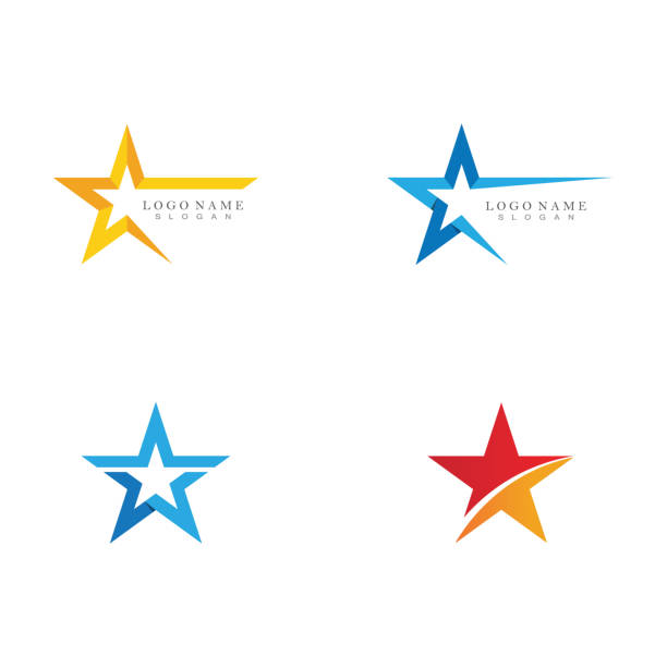 illustrations, cliparts, dessins animés et icônes de vecteur symbole de logo étoile - étoiles