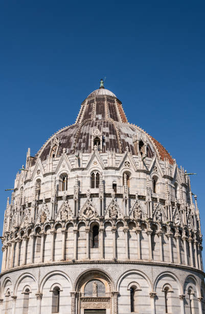 The Baptistery and the Cathedral of Pisa, the Leaning Tower behind, Pisa, Tuscany, Italy, Europe, October 13, 2015