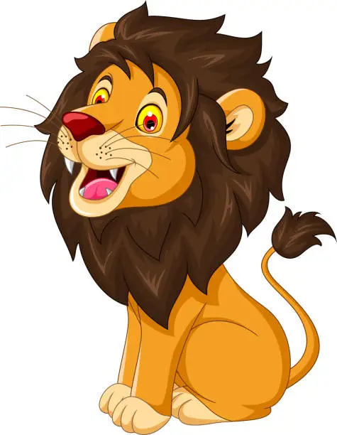 Vector illustration of Lion Cartoon Posing