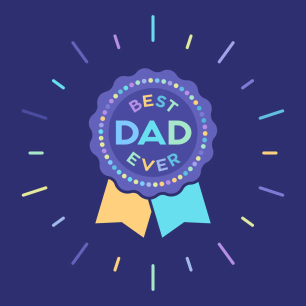 Best Dad Ever First Place Award Ribbon First Place Badge Best Dad Ever award ribbon first place badge. best dad ever stock illustrations