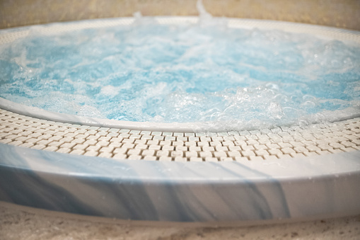 Close-up of a small hot tub at the spa
