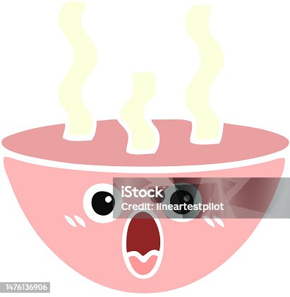 istock flat color retro cartoon of a bowl of hot soup 1476136906