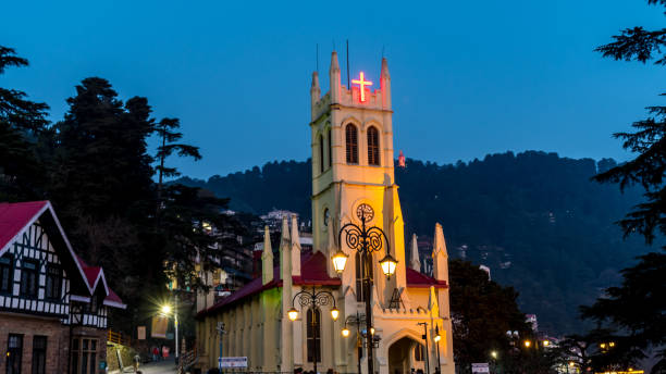 Shimla - 25 March 2023 - The Ridge road is a large open space, located in the center of Shimla, the capital city of Himachal Pradesh, India