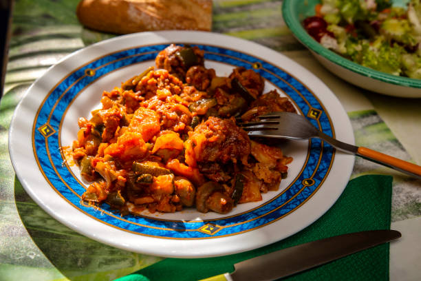 istock plate with fried vegetables and minced meat 1476140735