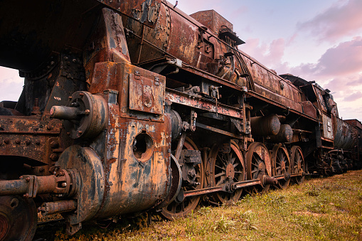 old rusty abandoned steam locomotive