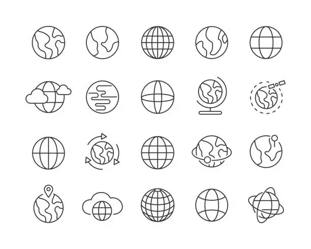 Vector illustration of Globe Icons - Vector Line Icons