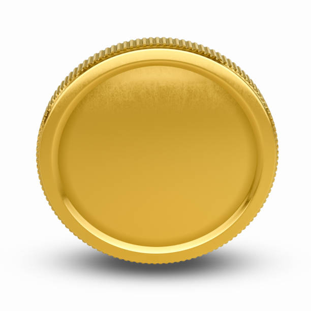 istock Gold coin falling on white background. 3d illustration . 1476151312