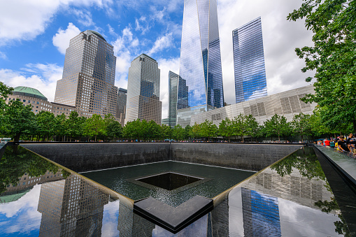 Manhattan, shot from New Jersey on 9/11. USA