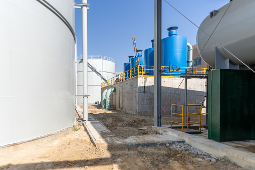 Chemical plant equipment under construction