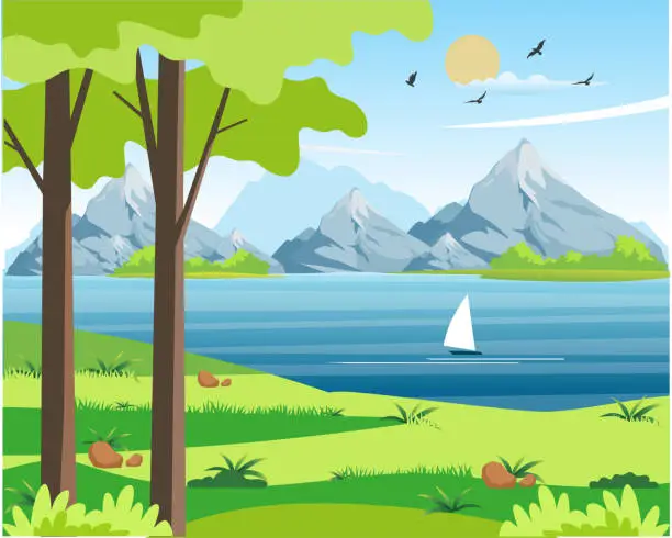 Vector illustration of nature with river