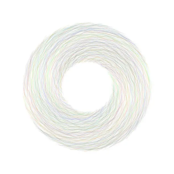 Vector illustration of Multicolored thread in vortex, in donut shape