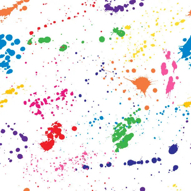 Vector illustration of Beautiful seamless pattern of colorful ink blots and splashes. Vector illustration