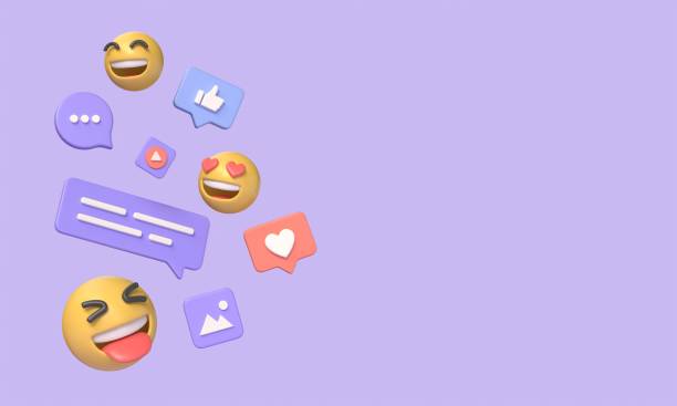 istock Social media platform 3D, online communication apps concept, emoticons, hearts, chat. Message notification. new message 3d messenger. illustration on purple background.3d rendering 1476164682