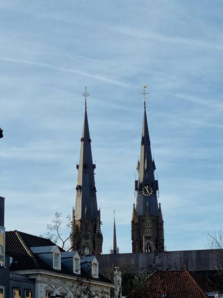 istock Medieval building rooftop and twin tower top 1476169636