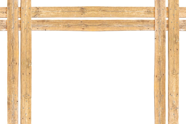 Wooden sign isolated on white background. Old rustic wood.