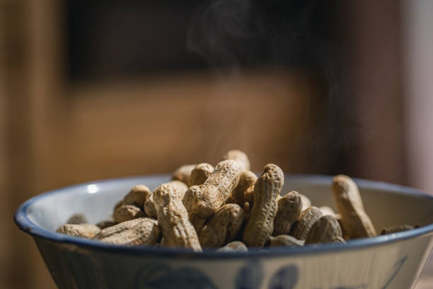 Close-up of boiled peanuts