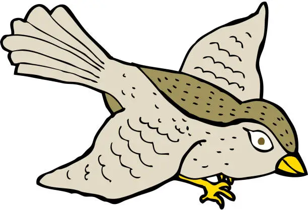 Vector illustration of cartoon flying bird