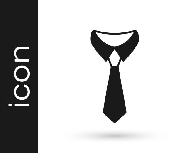 czarna ikona krawata izolowana na białym tle. symbol krawata i dekoltu. wektor - 5550 stock illustrations