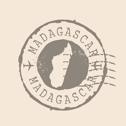 Stamp Postal of Madagascar. Map Silhouette rubber Seal.  Design Retro Travel. Seal  Map Madagascar grunge  for your design.  EPS10