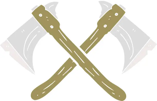 Vector illustration of flat color illustration of crossed axes