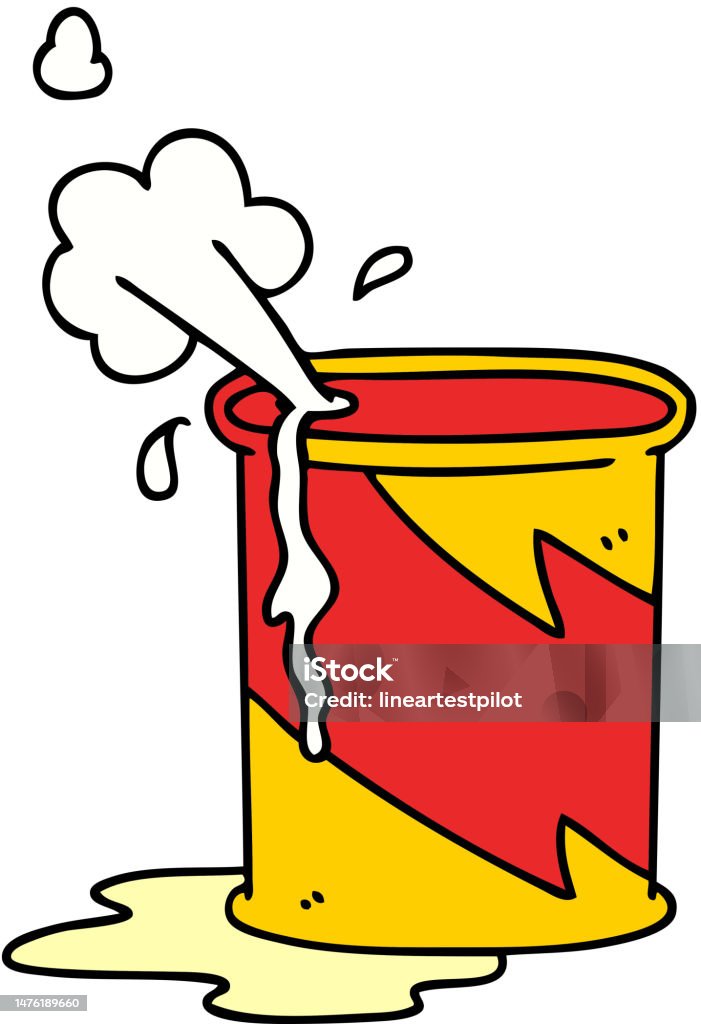 Exploding Can Cartoon Hand Drawn Quirky Cartoon Exploding Oil Can Stock Illustration ...