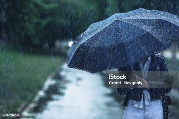 Summer Rain Raindrops Bad Weather Depression Stock Photo - Download Image Now - Rain, Torrential Rain, Storm