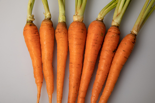 Carrots are placed on a white background