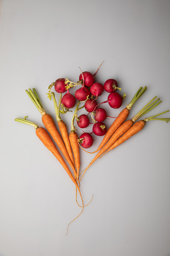 Carrots are placed on a white background