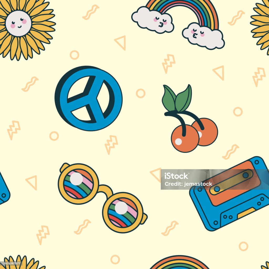 Retro Style Pattern Stock Illustration - Download Image Now - 1970-1979 ...