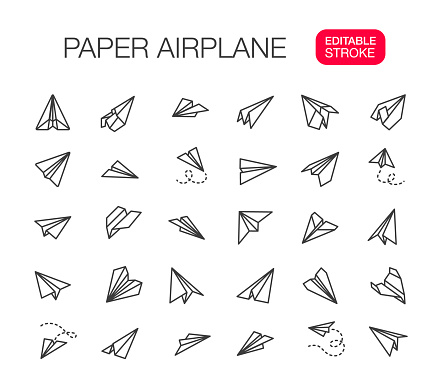 Paper Airplane Line icons Editable stroke