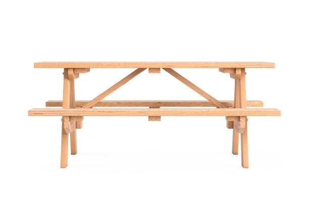 istock Wooden Picnic Table with Benches. 3d Rendering 1476199251