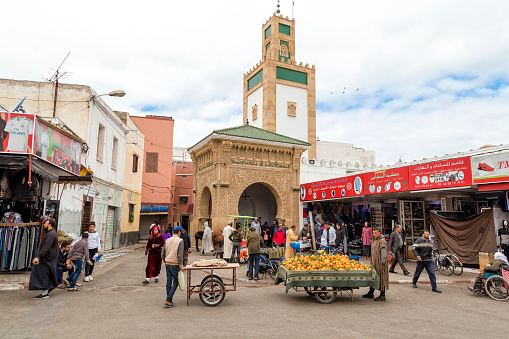 Casablanca, Morocco - January 25: Street bazaar in downtown Casablanca, Morocco.