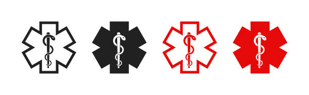 ilustrações de stock, clip art, desenhos animados e ícones de emergency medical symbol, icon, logo. vector eps 10 - pharmacy symbol surgery computer icon