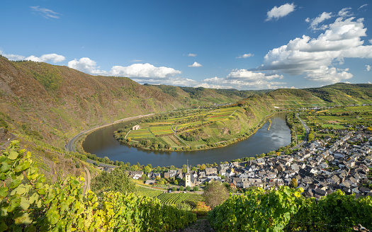 Bremm with loop of Moselle river, Germany