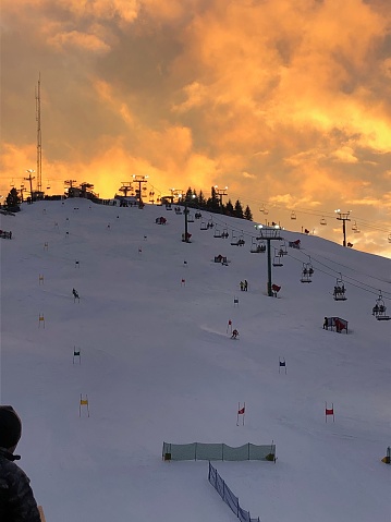 Sunset at the top of Ski Mountain