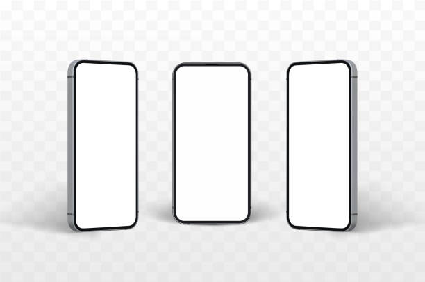 iphoneのモックアップに似たリアルな電話テンプレートアイソメトリック - white background electronics industry nobody electrical equipment点のイラスト素材／クリップアート素材／マンガ素材／アイコン素材