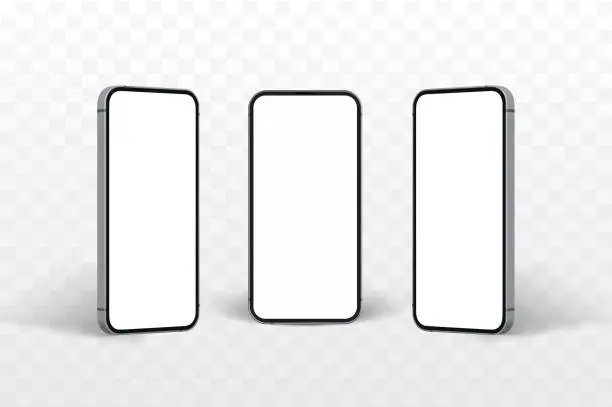 Vector illustration of Realistic phone template isometric similar to iphone mockup