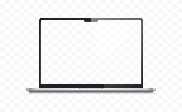 Realistic laptop notebook mockup with transparent screen vector template similar to macbook vector art illustration