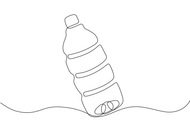 ilustraciones, imágenes clip art, dibujos animados e iconos de stock de concepto de botella de agua estilo de línea delgada - distilled water