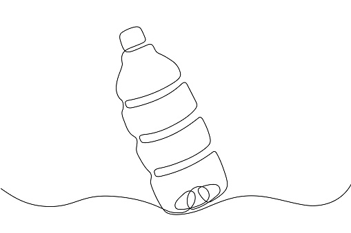 Water bottle concept thin line style